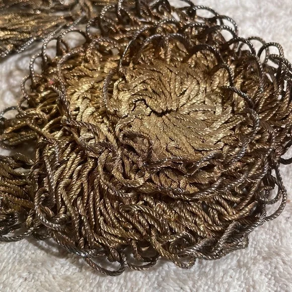 Wire Twisted Stranded Metal Belt/Necklace Unique Rosette Buckle - Picture 4 of 12